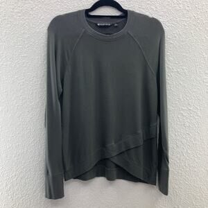 Athleta Dark Gray Crew Neck Long Sleeve Stretch Criss Cross Sweatshirt Shirt